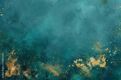 Elegant abstract background with teal green and gold glitter Creating a luxurious and festive atmosphere Perfect for holiday celebrations and sophisticated designs.