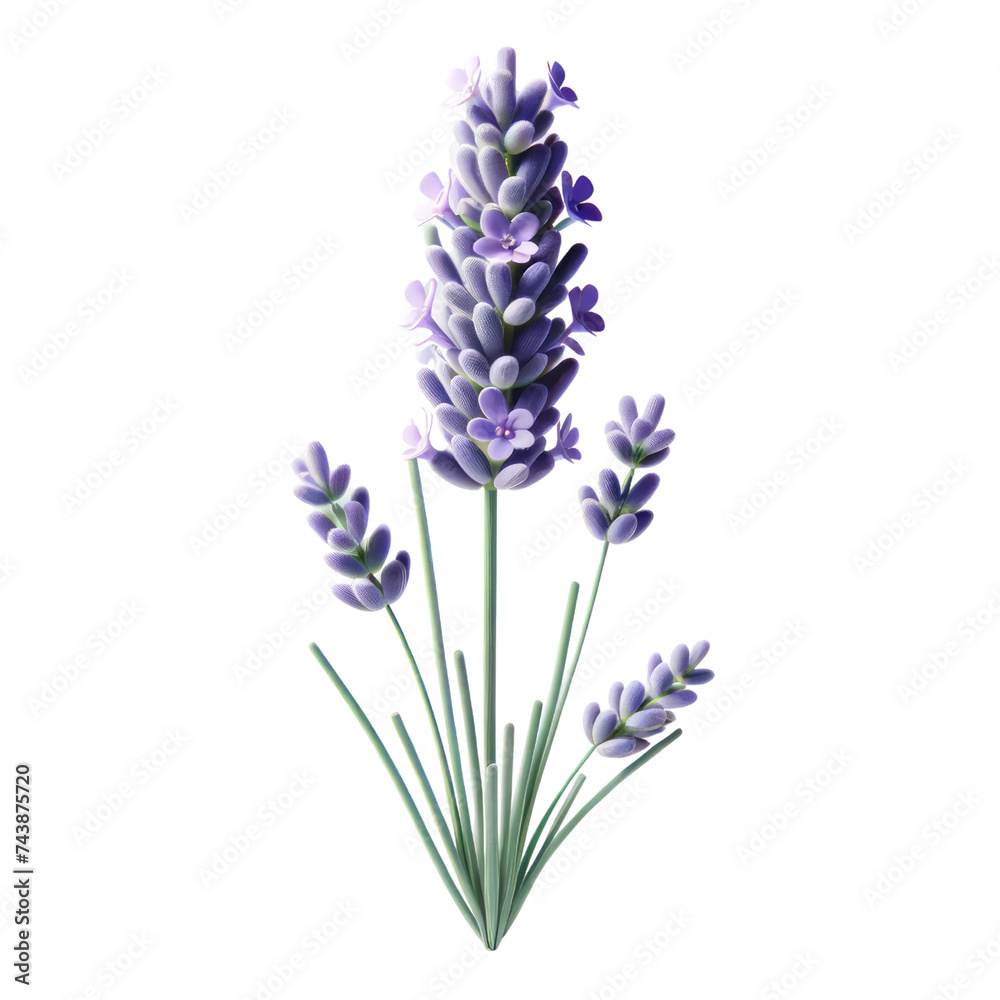  A single Lavender, themed for Mother's Day, rendered in a realistic and minimalist 3D style