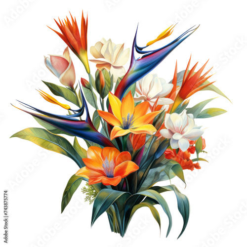 Flower -  Bird of Paradise: Magnificence isolate on white background Bouquet