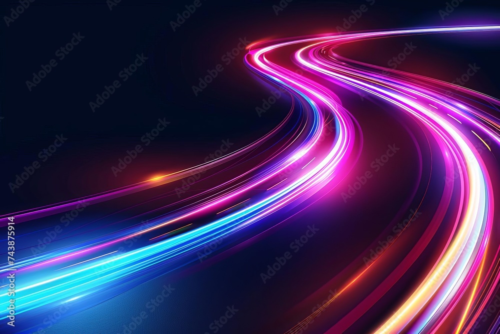 Futuristic abstract background with glowing neon cyber lines Concept of speed and technology Futuristic abstract background with glowing neon cyber lines Concept of speed and technology