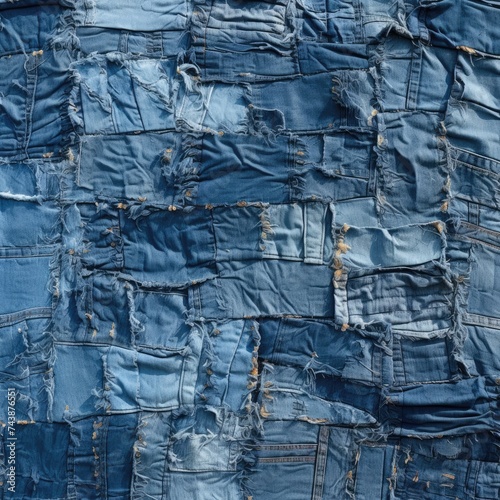 A mesmerizing close-up of a piece of soft blue denim fabric, showcasing intricate patterns and textures up close