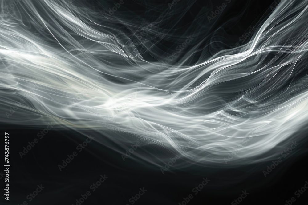 Fototapeta premium Abstract fog swirling on black background for logo mockup.