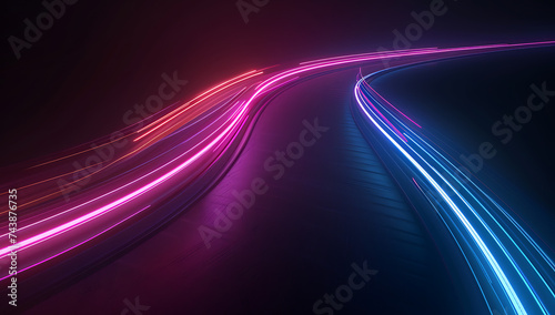 a light trail on a black background with bright color photo