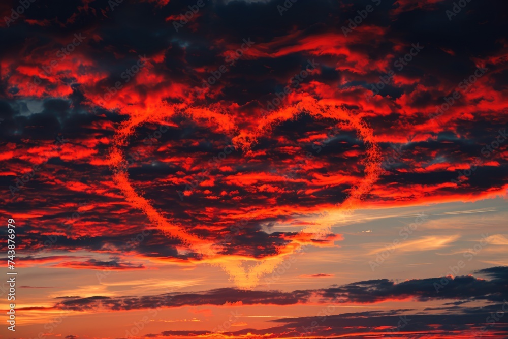 Romantic sunset clouds. Love background for Valentines Day.