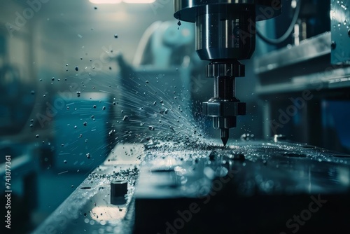 Modern cnc milling machine in action Illustrating the precision and efficiency of contemporary metalworking photo
