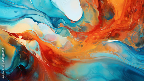 Fluid Acrylics Dance Across the Canvas, Weaving a Vibrant Narrative in Every Splash.