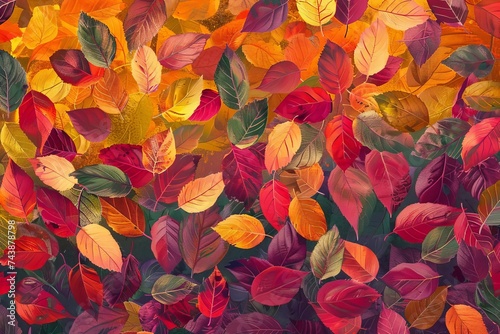 Vibrant background filled with autumn leaves Celebrating the rich colors and textures of the fall season