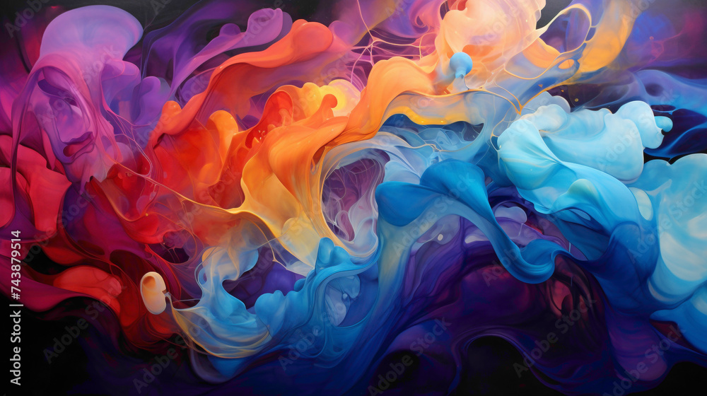 A canvas blooms into a vibrant symphony, splashes of color dancing with unrestrained emotion.