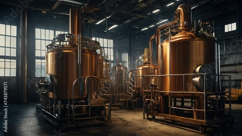 Equipment for the production of alcohol brandy whiskey in industrial conditions, bronze tanks distillers for distilling booze photo