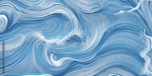 Vector ocean watercolor soft blue and white wavey curve line background. Blue water ocean sea wave seamless background. © Vactor Viky