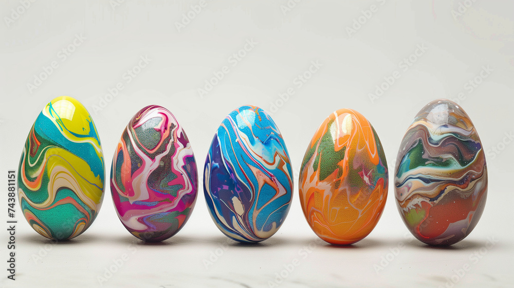 easter eggs in green grass meadow Close up Easter Bunny and colorful eggs Created with Generative. AI technology