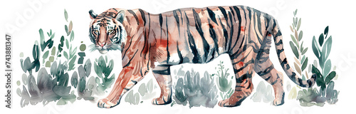 Watercolor style tiger photo
