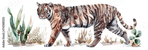 Watercolor style tiger
