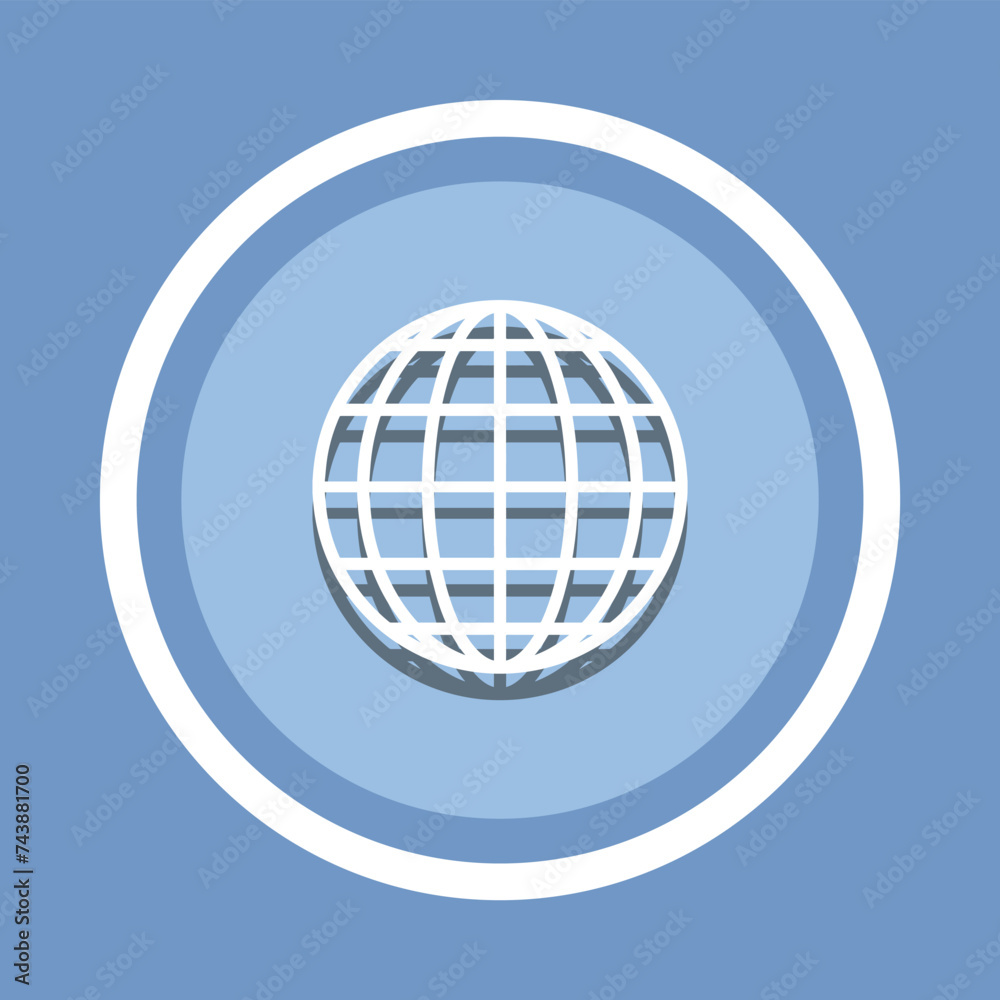 Globe Icon Vector. Website icon vector in trendy flat style. Planet icon image, Planet icon illustration isolated on blue background