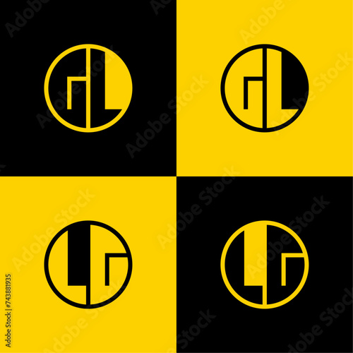 Simple GL and LG Letters Circle Logo Set, suitable for business with GL and LG initials