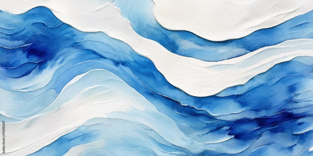 Seamless wave water ocean soft blue curve line background. Water  ocean wave white and soft blue aqua, teal texture. Vector sea, wave, water background.