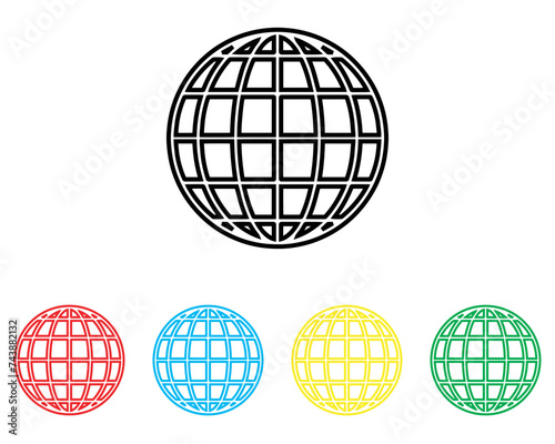 Globe icon vector. Website icon sign symbol in trendy flat style. Set elements in colored icons. Planet vector icon illustration isolated on white background