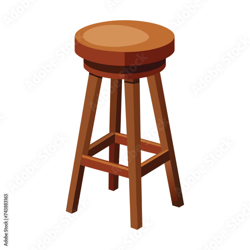 Vector of illustration wooden Walnut Bar Stool on white