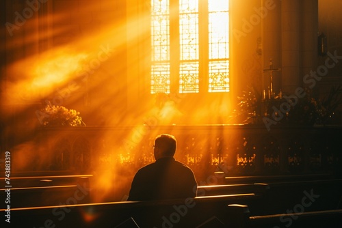 Ein Mann betet in einer Kirche