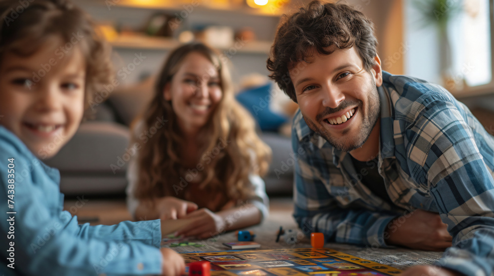 A family game night with board games spread out on A family game night with board games spread out on