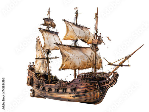 vector of ancient pirate ship on white background