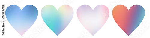 Set of multicolored gradient heart on transparent background. PNG photo