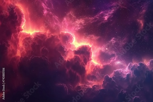 Majestic Cosmic Clouds and Nebulae in Deep Space, Pink and Purple Astronomy Background for Science and Fantasy