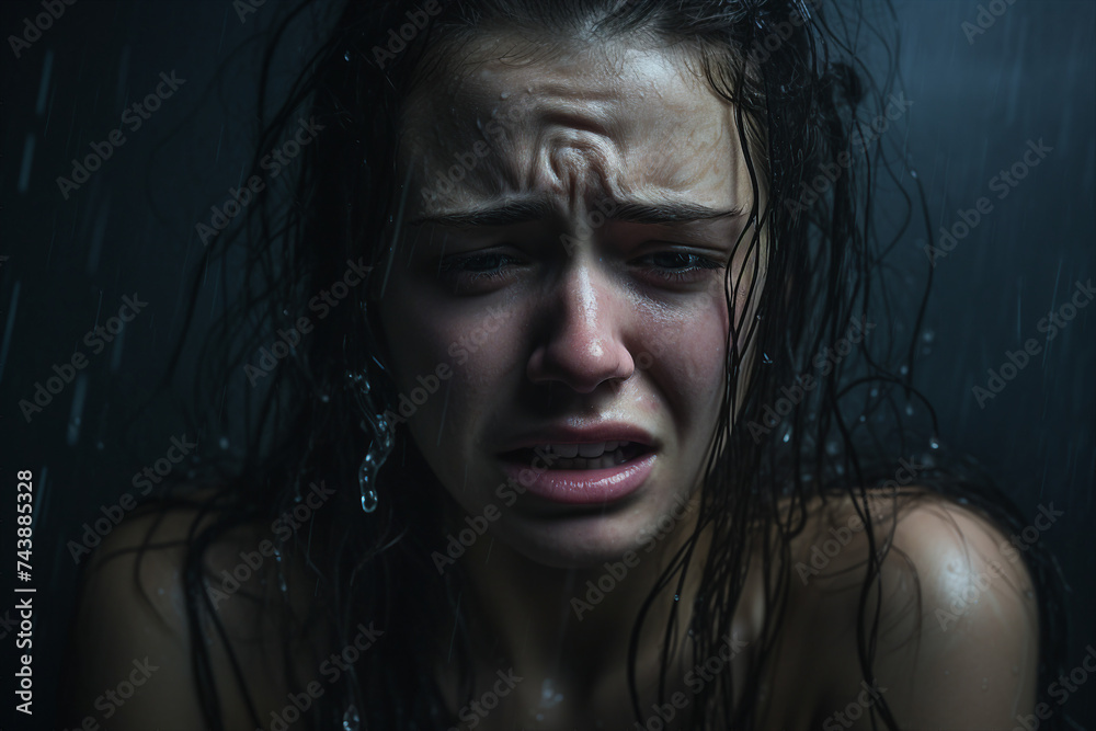 Depressed sad tired woman suffering from psychological problems and mental health crisis generative ai Depressed sad tired woman suffering from psychological problems and mental health crisis generative ai