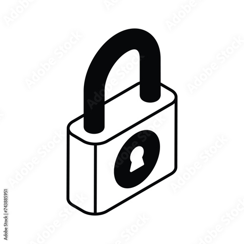 Padlock with keyhole, vector of security and protection