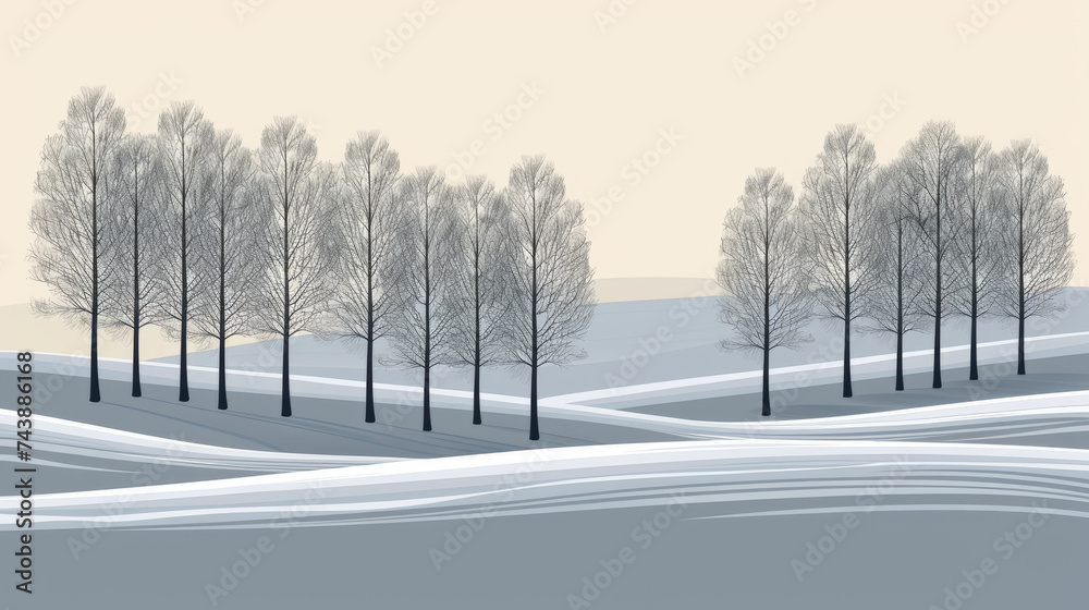 custom made wallpaper toronto digitalWhite Snowy Landscape Painting With Trees