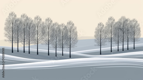 Wallpaper Mural White Snowy Landscape Painting With Trees Torontodigital.ca