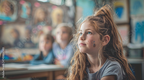 Wallpaper Mural Photo d'enfant  pendant les cours d'arts plastiques dans une classe d'école primaire Torontodigital.ca