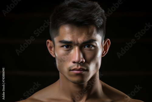Picture of young man boxer training martial arts generative AI concept
