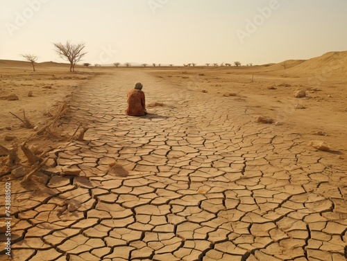 Arid landscape: dry and barren territories afflicted by severe drought
