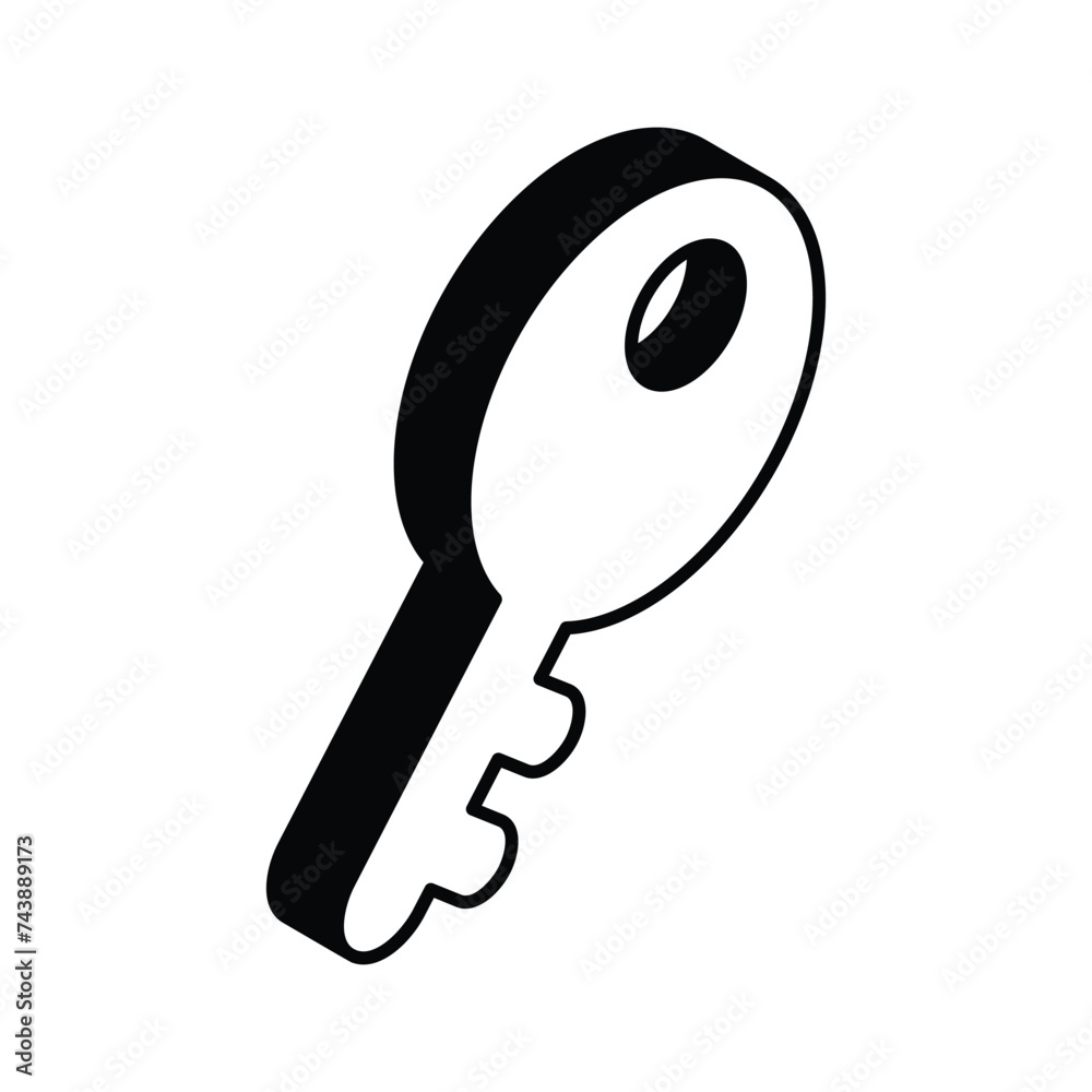 An isometric vector of access key, security key icon design An isometric vector of access key, security key icon design