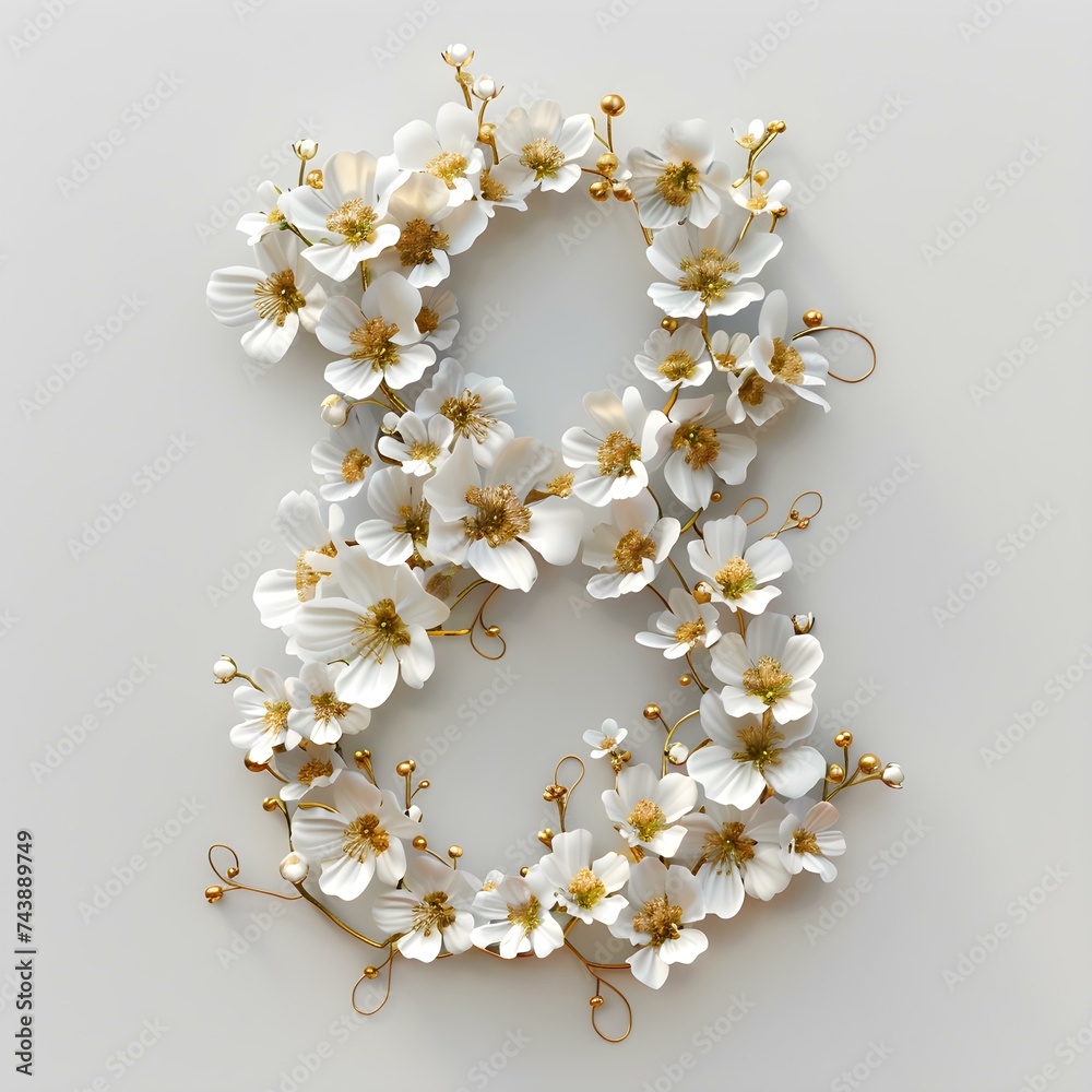 The number of gold flowers on a white background. Concept Number of gold flowers, Color contrast, White background The number of gold flowers on a white background. Concept Number of gold flowers, Color contrast, White background