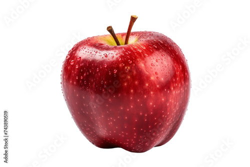 Red Apple With Bite Taken Out. A red apple with a noticeable bite mark on one side, revealing the juicy interior of the fruit. On PNG Transparent Clear Background.