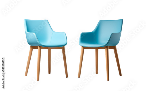 Blue Chairs Sitting Next to Each Other. Two blue chairs are placed next to each other, creating a symmetrical arrangement. The chairs are made of wood and feature a simple yet elegant design.