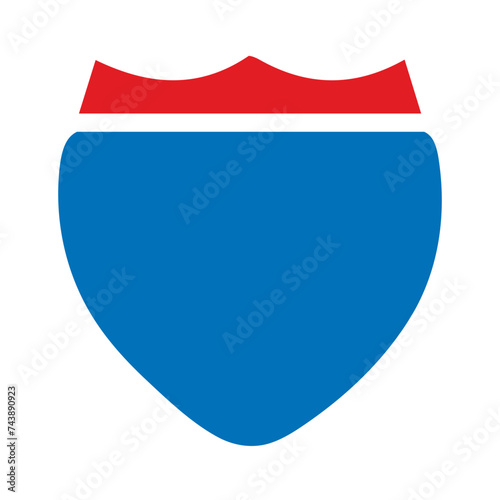 Road sign icon in blue-red color