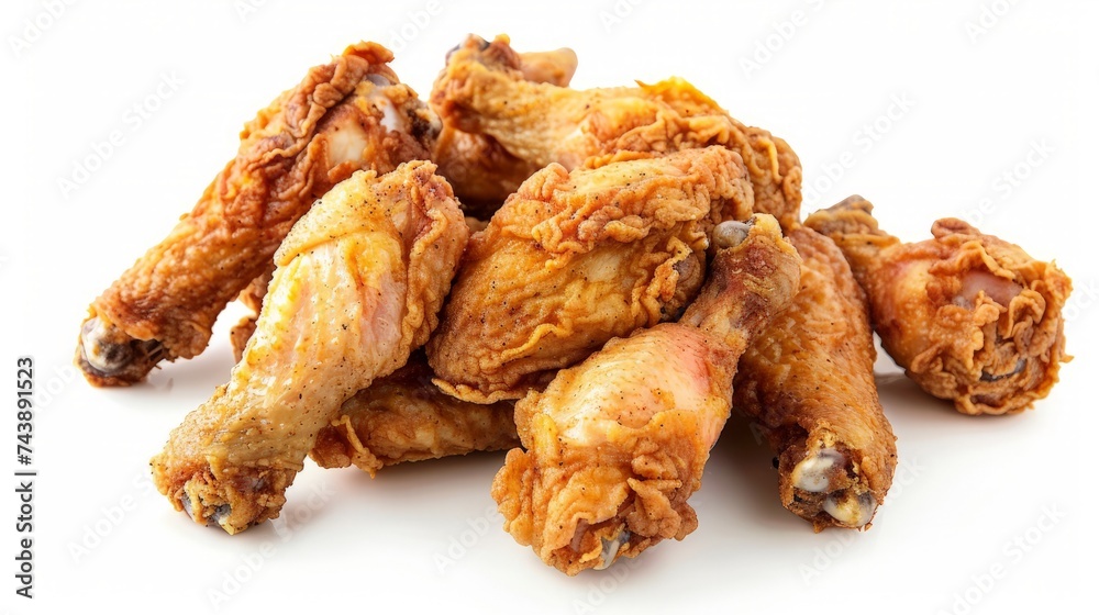 Heap of fried chicken isolated on white background. Heap of fried chicken isolated on white background.