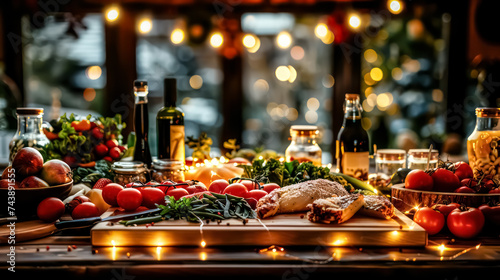 Image of a serene kitchen counter adorned with fresh vegetables