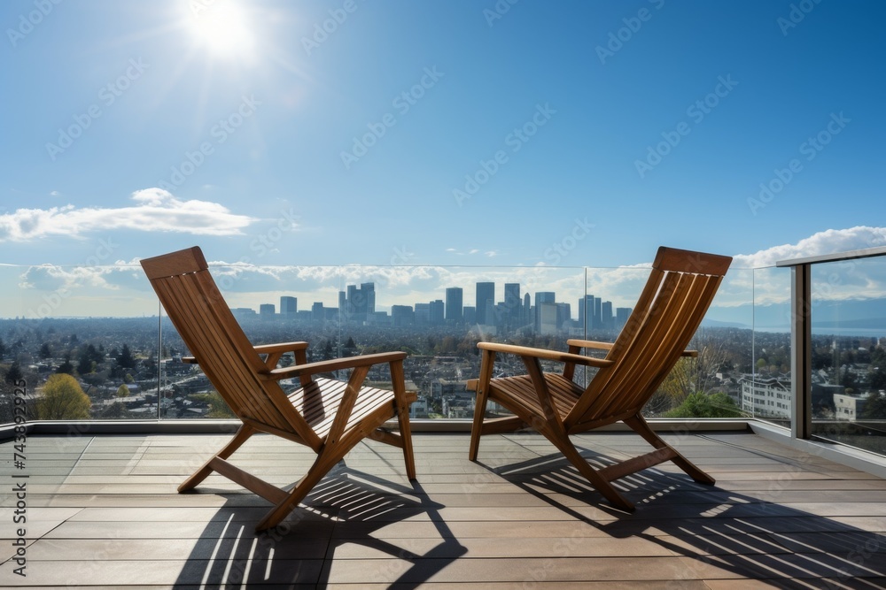 comfortable chairs on the rooftop terrace of a city hotel comfortable chairs on the rooftop terrace of a city hotel