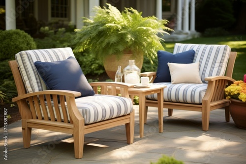 Outdoor chairs with pillows