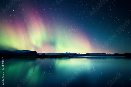 auroras lit up the sky with milky lights above a lake