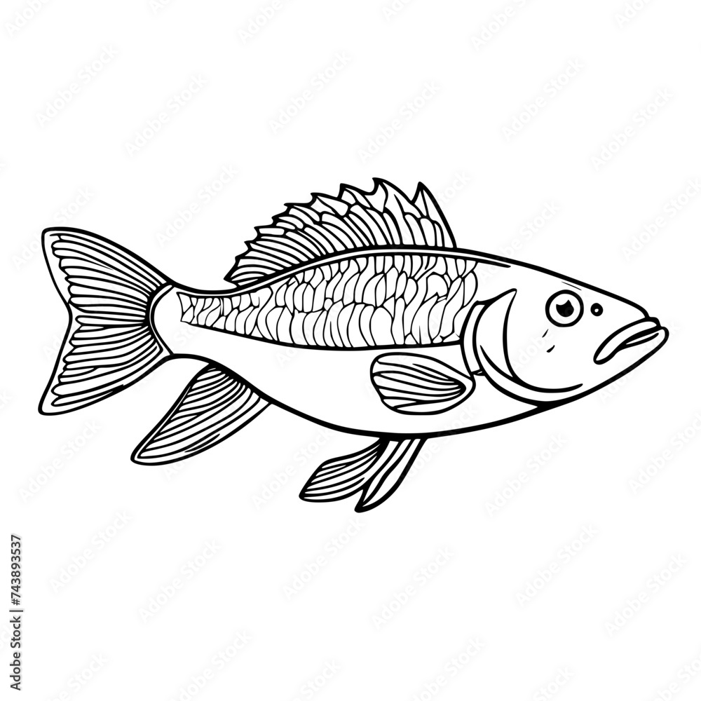 Fototapeta premium Herring FishSVG Black And White Illustration Art Generative AI.