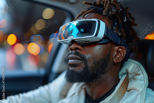 African man drives a car in 3D virtual glasses © sofiko14