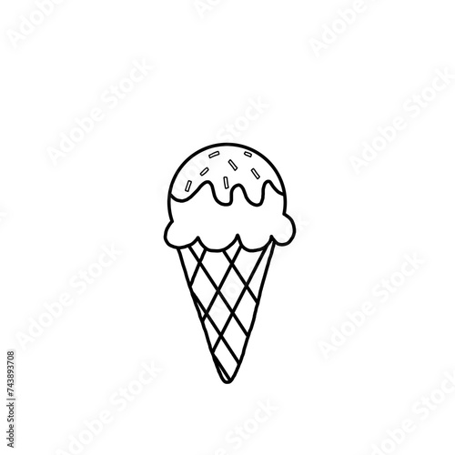simple ice cream vector cartoon sketch illustration on white background