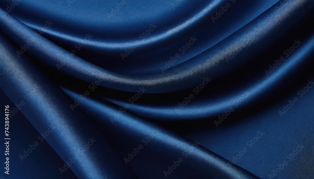Fototapeta premium Abstract dark background. Silk satin fabric. Navy blue color. Elegant background with space 