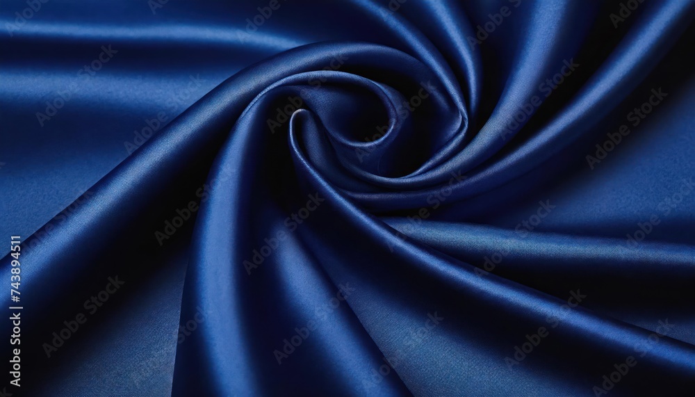 Fototapeta premium Abstract dark background. Silk satin fabric. Navy blue color. Elegant background with space 