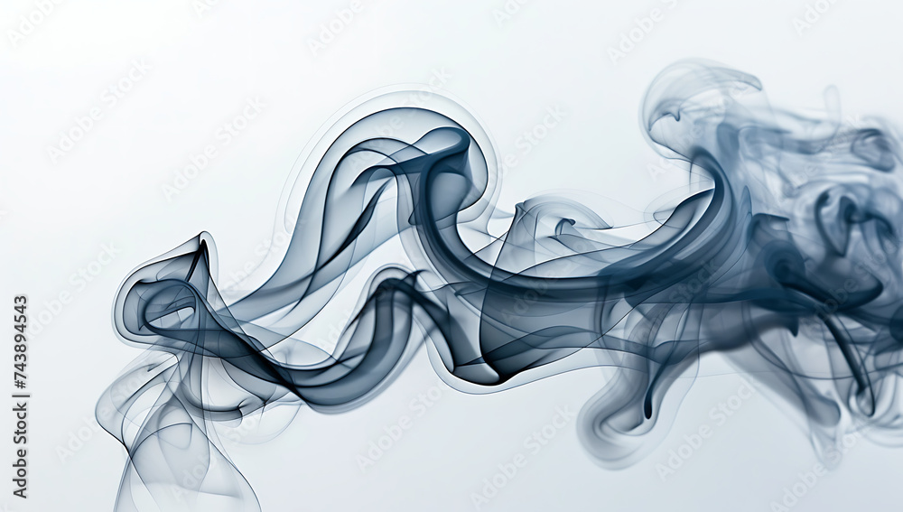 black smoke floats on a white background in the style